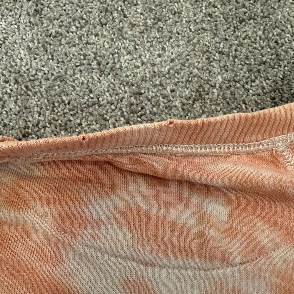 Aerie Tie Dye Graphic Sweatshirt Medium Please Just Trust Me Crewneck Peach - Picture 10 of 16